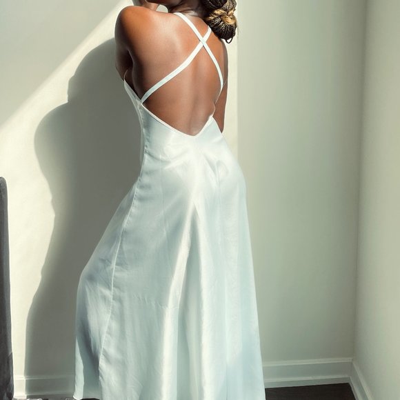 Vintage Linda Pastel Blue Full Length Slip Sz S - Picture 1 of 3